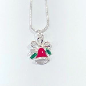 Silver Christmas Bell Pendant Necklace
